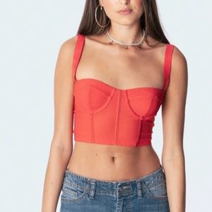 Edikted teagan red corset going out top trendy and cute